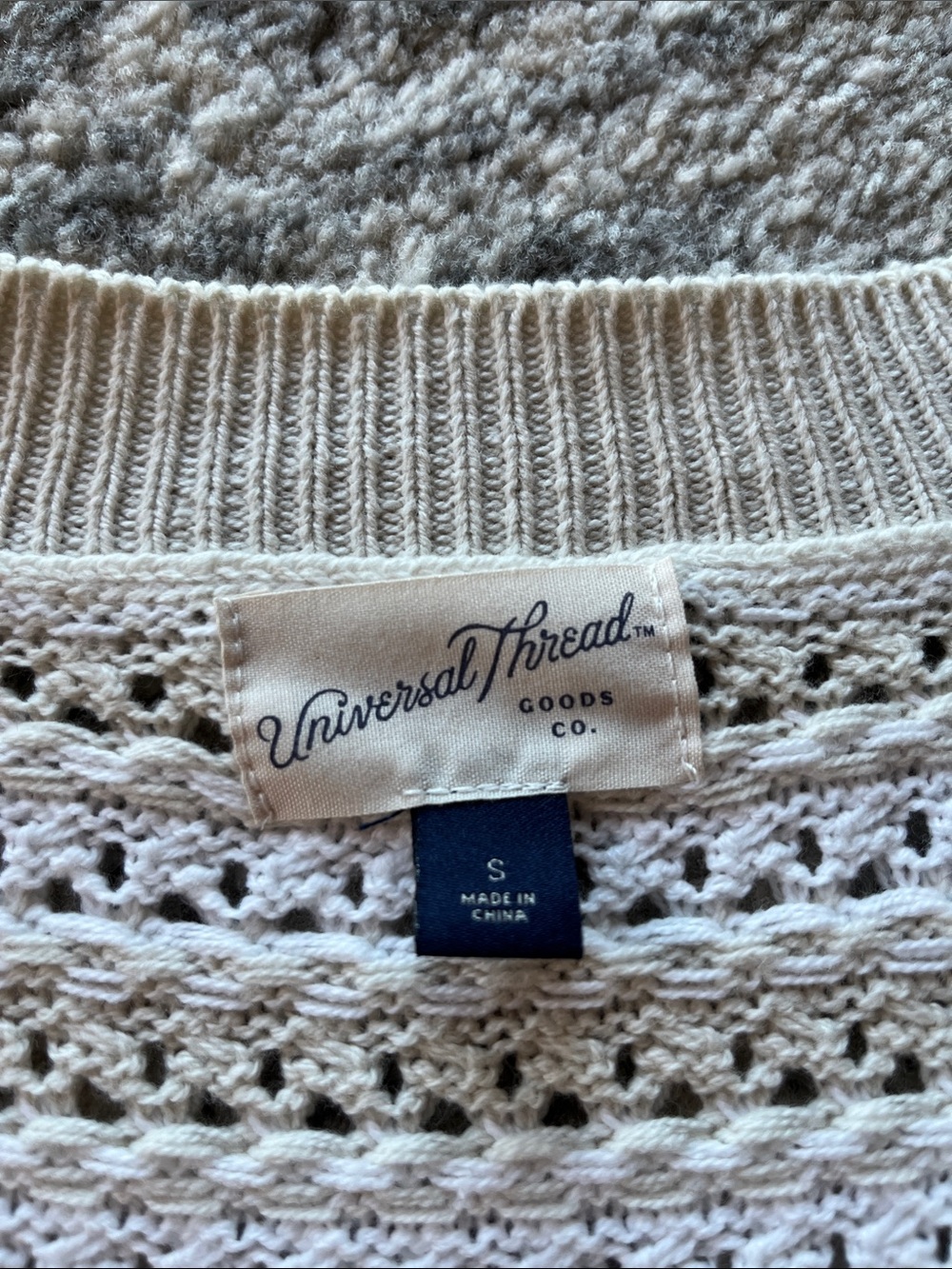 Universal Thread Cream Cropped Open-Knit Button Cardigan - Picture 2 of 5